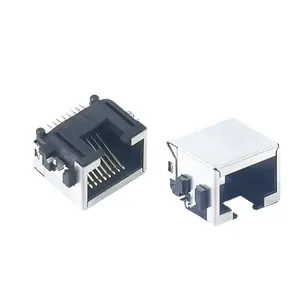 Jinda 1X1 Afgeschermde Geïntegreerde Rj 45 Vrouwelijke Jack Connector Rj45 Pcb Pbt Magnetische Modulaire Aansluitingen 1.5 125V Rj45, Rj45 13.3*11.5*8.5