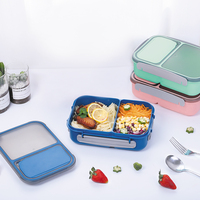 Boîte à lunch réutilisable à 3 niveaux pour la préparation des repas, sans BPA, en PP, à 2 compartiments