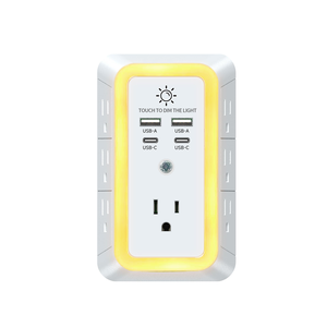 Cargador de Pared USB con Protector de Sobretensión, Extensor de 7 Tomas, 4 Puertos de Carga USB, Regleta de 1800J, Adaptador de Pared con Múltiples Tomas - Product Image 1