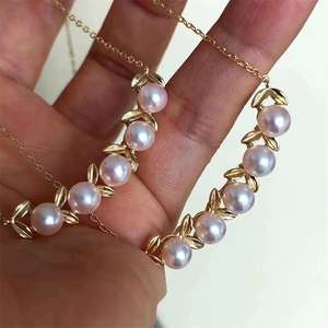 Collier en perles d'eau douce Zhuji Zhizhen, doux et élégant, essentiel pour l'été, pendentif tendance, style identique à celui de M Home, chaîne à motif d'épi de blé souriant - Product Image 2