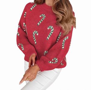<span class=keywords><strong>Pull</strong></span> <span class=keywords><strong>de</strong></span> Noël chaud pour femmes européennes à motif <span class=keywords><strong>de</strong></span> bonbons confortable et polyvalent Anti-rides Top en tricot pour femmes - Product Image 2