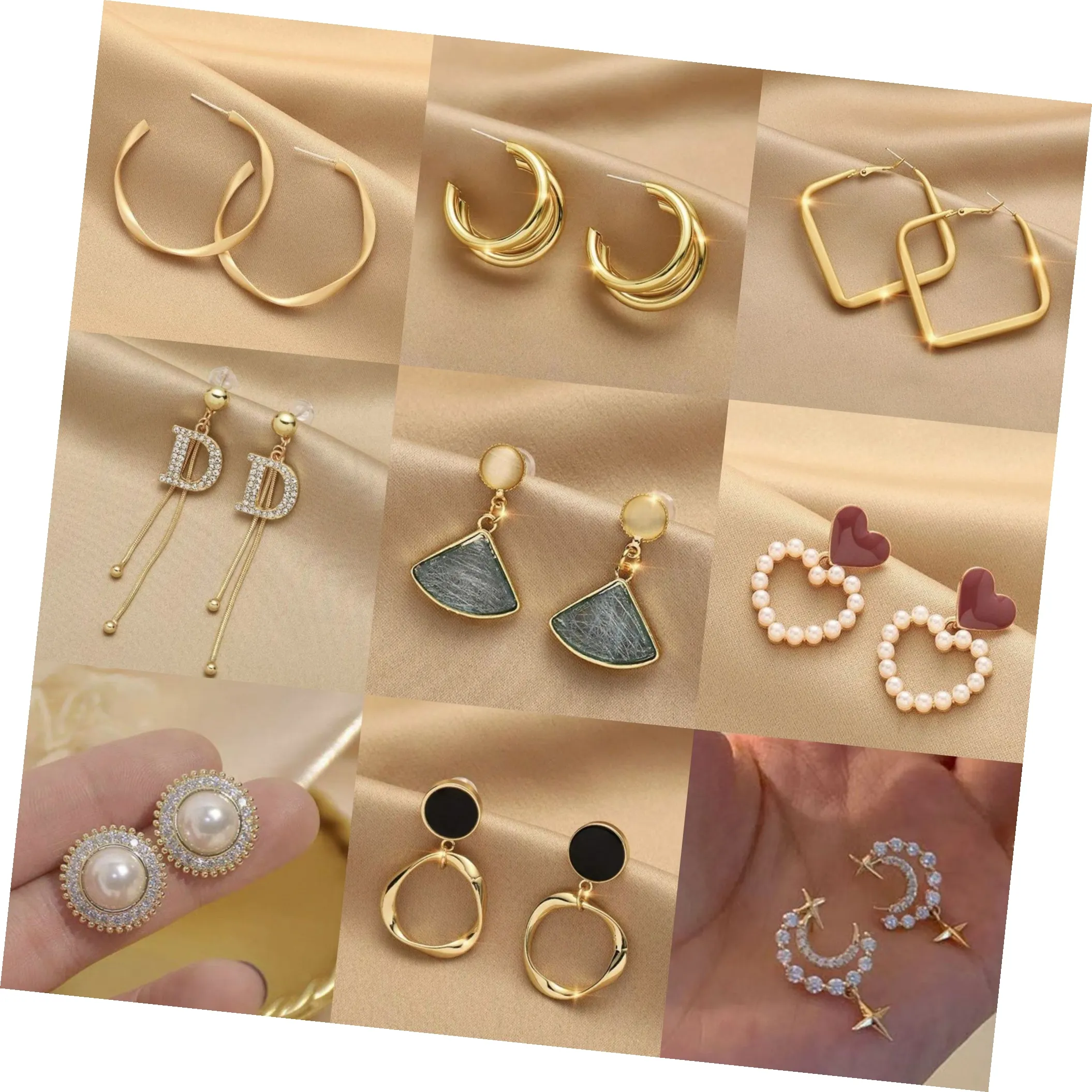 Vente en gros de bijoux multistyles 60 designs Boucles d'oreilles pendantes en perles de cristal pour femmes Boucles d'oreilles en zircon avec cercle géométrique épais