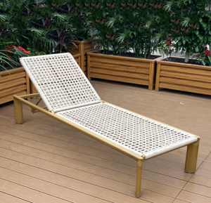 高級屋外アルミ製織りロープラウンジチェア、プールチェアカバー、日光浴用ラウンジチェア、ビーチ用織り籐ソファベッド - Product Image 4