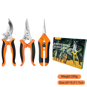 Gardening Shears Set 3 Piece Stainless Steel Pruning <b>Tools</b> For Landscaping Home Gardening Agriculture Planting Orange Handles - Product Image 5