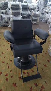 Fauteuil de Barbier Moderne Tout Noir Robuste avec Repose-Pieds Hydraulique pour Salon de Coiffure et Studio de Coiffage - Product Image 4