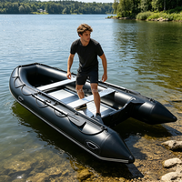 Hailebao Bateau pneumatique d'assaut haute vitesse en alliage d'aluminium et PVC de 4 m, bateau de sauvetage, bateau rapide, radeau de survie, bateau de pêche, bateau de dérive, bateau d'urgence
