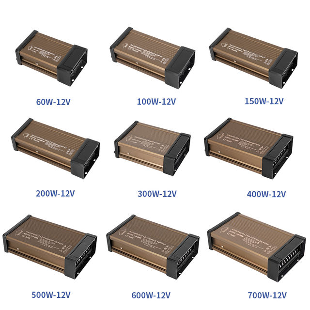 Waterproof IP43 Rainproof AC-DC LED Driver Power Supply 12V 220V Input 60W-700W Single Output