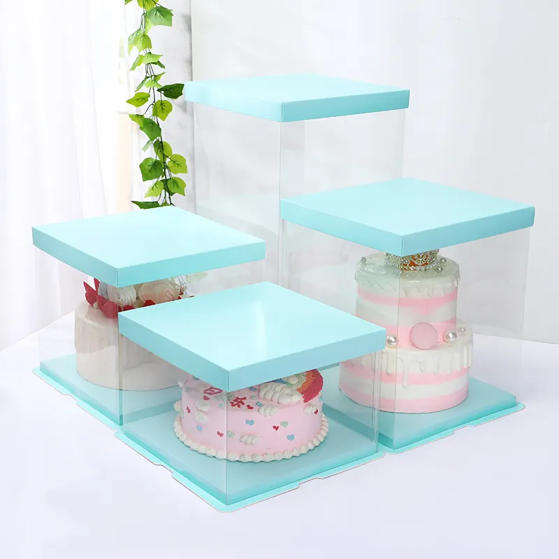 8 10 12 14 16 Inch Tall Square Plastic Clear Wedding Cake Boxes In Stock
