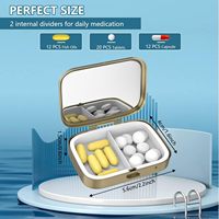 Kotak Pil Cermin Retro 2 Kompartemen Tas Dompet Kecil Perunggu Persegi Panjang Logam Dekoratif Organizer Obat Vitamin Hadiah Unik
