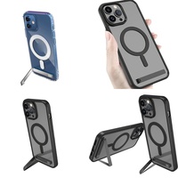 Casing Pelindung Magnetik Transparan dengan Penyangga untuk iPhone 17 Air 16 Pro Max 15 14 13 12 Plus 11, Grosir Casing Ponsel
