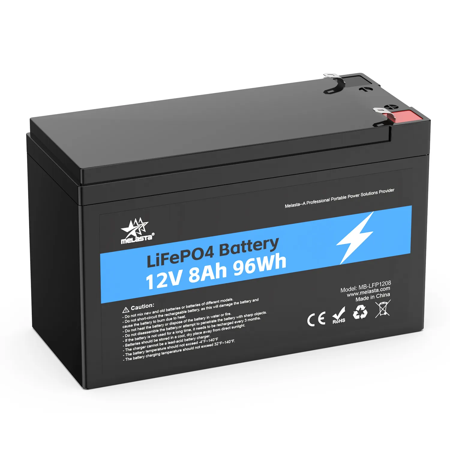 12 Volt 8Ah lifepo4 battery 12V 8Ah rechargeable battery lithium battery pack for UPS RV solar