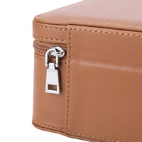 Étui à montre carré en cuir microfibre avec fermeture éclair, 4 coussinets pour montres, doublure en velours doux anti-poussière, boîte de rangement portable pour montres