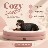 Lit orthopédique ovale personnalisé pour chien, imperméable, super doux, en tissu cristal, mousse alvéolée, pour grands chiens