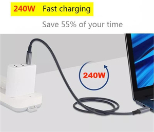 Ub4 40Gbps 240W 4K 3 HD Video Đầy Đủ Tính Năng USB 3.2 Gen 2 Nylon Áo Khoác 1M Nam Nam Loại C Cáp Cho <span class=keywords><strong>Android</strong></span> 5A Nhanh Chóng Sạc - Product Image 4