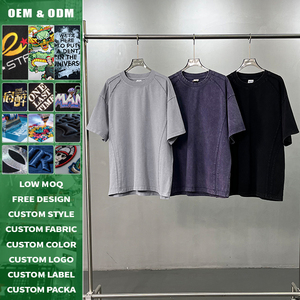 เสื้อยืดวินเทจทรงโอเวอร์ไซส์สั่งทำพิเศษ 275GSM ผ้าฝ้ายถัก 100% ซักแบบ Snow Wash แต่งดีเทลขาดๆ ด้านหน้าเย็บแบบ Raw Edge ระบายอากาศได้ดี - Product Image 2