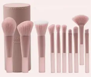 Portable 10 Pcs Peach Pink Travel Makeup Brush Set Mini Makeup Brush Kit With Custom Logo Packing Wholesale