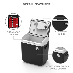 صندوق تبريد وتدفئة محمول سعة 30 لتر يعمل بالتيار المستمر/المتردد، ثلاجة سيارة صغيرة محمولة، مبرد هواء صغير للشاحنات، الفان، المركبات الترفيهية، السيارات الرياضية متعددة الاستخدامات، القوارب - Product Image 2
