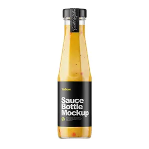Recyclable For Sale 3oz 5oz 8oz Round Mustard ketchup soy sauce Bottle Empty Clear Hot Sauce Chilli Sauce Glass Bottle