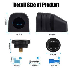 LED-Anzeige des Autos pannungs messers mit Zelt typ Rund paneel DC 12V 24V Wasserdichtes Voltmeter-Messgerät Digitales Spannungs prüfgerät - Product Image 2