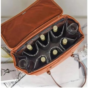 Bolsa de transporte de botellas de yute para 6 botellas de vino o cerveza, impermeable, de cuero PU, para pícnic al aire libre, muestra gratuita. - Product Image 2