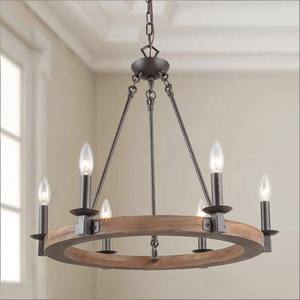 JYLIGHTING anello <span class=keywords><strong>in</strong></span> <span class=keywords><strong>legno</strong></span> lampadario industriale stile rustico per sala da pranzo soggiorno Hotel decorativo lampada a sospensione - Product Image 1