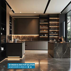 Tùy Chỉnh Bằng Gỗ Tủ Bếp Ván Ép Ván <span class=keywords><strong>Mdf</strong></span> Sơn Sơn Vật Nuôi Nhà Bếp Tủ Đảo Đồ Nội Thất Nhà Bếp Cho Biệt Thự - Product Image 1