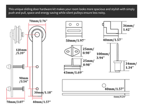 Kit per Porta Scorrevole in Stile Fienile da 5,5 Piedi con Rulli Scorrevoli in Materiale di Qualità, Disponibile - Product Image 3