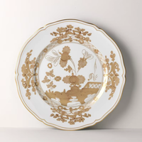 Assiette de table vintage en porcelaine blanche, assiettes de présentation en céramique de luxe à motif floral doré pour mariage et décoration de table de haute couture