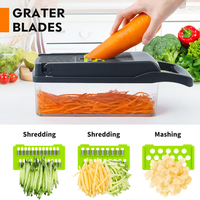 14-in-1 multifunctionele voedselhakker, groentehakker, uien snijder, fruit- en wortelsnijder, groentesnijder, -schaaf en -slicer