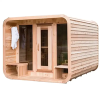 Cabine de sauna infrarouge lointain électrique russe pour 6 personnes, en hemlock, design moderne, panneau de commande informatisé, alimentation par prise, 1