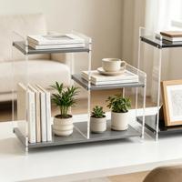 Factory Wholesale Custom Acrylic Desktop Shelf Book Display Rack Multipurpose Tabletop Decor Stand Storage Rack Desktop Shelves