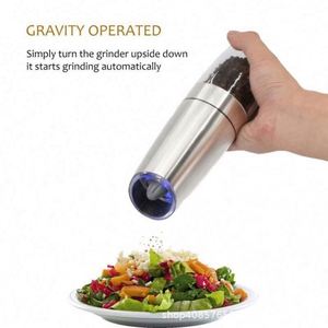 Stainless Steel Holder <b>Battery</b> <b>Operated</b> Stainless Steel Electric Gravity Spice Salt and Pepper Grinder Mill - Product Image 3