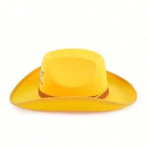 Sombreros de Vaquero Estilo Occidental al por Mayor, Sombreros Fedora de Fieltro para Fiestas y Viajes, Color Amarillo Unisex, 4 Estaciones - Product Image 3