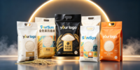 Sacs à riz sous vide en plastique imprimés sur mesure, 1 kg, 2 kg, 5 kg, 10 kg, pochettes d'emballage pour céréales avec poignée