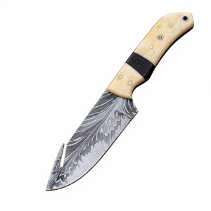Couteau de chasse en acier Damas, lame à pointe tombante, bord droit, manche en ivoire, pour usage extérieur, couteaux de chasse à vendre - Product Image 2