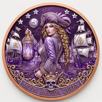 Lanternmoor Custom Moon Harbor Queen Figure Five Signs Hand Rubbed Round Coin Set for Lantern Den Wall Display