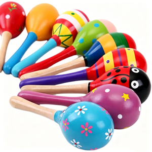 Wholesale Orff Percussion <b>Instrument</b> Colorful Wooden Maracas Children Rhythm <b>Instruments</b> Shakers <b>Musical</b> <b>Instrument</b> Tool Toys - Product Image 2