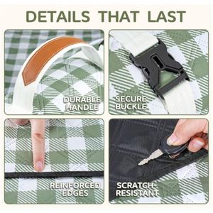 Picnic Blanket <b>Waterproof</b> <b>Padded</b> Beach Mat Foldable Outdoor Camping Rug with Handle Strap - Product Image 3