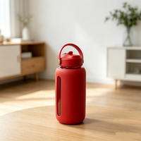 Nouvelle bouteille d'eau en verre tendance avec poignée et paille, motif imprimé laser, cadeau de Noël, logo personnalisé pour usage quotidien