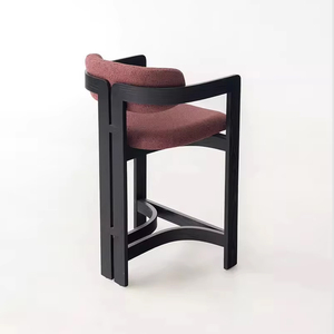 Sgabello da Bar in Legno Massello di Frassino Nero, Design Moderno e Lussuoso Italiano, con Schienale e Poggiapiedi per Isola <span class=keywords><strong>Cucina</strong></span> e Bar Domestico, Australia - Product Image 4