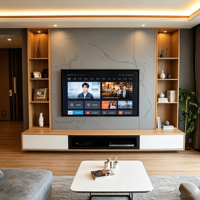 Mueble de TV con Textura de Madera Personalizada, Moderno y Sencillo, Flotante, para Montar en la Pared, Centro de Entretenimiento para Sala de Estar