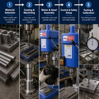 Machine à percer sur banc |   Perceuse à colonne robuste avec colonne chromée, étau à réglage rapide et dispositifs de sécurité pour atelier métallique