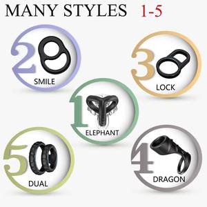 Anillos para Pene <span class=keywords><strong>de</strong></span> Silicona Médica Elástica en 5 Formas, Juguetes Sexuales para Adultos que Mejoran la Erección y la Duración, con Función <span class=keywords><strong>de</strong></span> Retraso <span class=keywords><strong>de</strong></span> la Eyaculación - Product Image 1