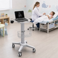 Chariot médical à ultrasons en aluminium de qualité aéronautique avec panier et deux supports pour sondes
