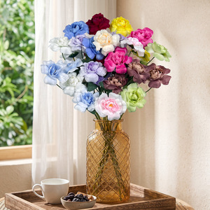 Fleurs artificielles en soie semi-sucreées, en tissu plastique, pour décorations de mariage, accessoires d'intérieur et d'extérieur - Product Image 1