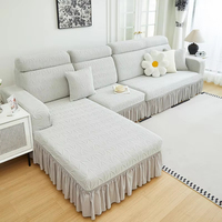 Housse de canapé élastique simple épaisse de luxe en jacquard lavable style uni pour salon