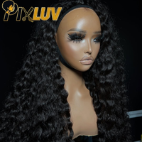 Wig Rambut Keriting Burma Setengah Kepala, Wig Rambut Manusia Keriting Afro, Wig Setengah Kepala Ramah Pemula, Wig Tanpa Lem dengan Tali Serut dan Klip Tanpa Jahitan