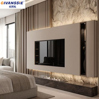 Meuble TV en bois de luxe moderne et réglable avec éclairage LED pour salon, appartement, hôtel - Vente en gros
