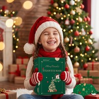 Patch oculaire chauffant automatique pour les fêtes de Noël, vapeur chaude humide de 20 à 30 minutes, à la camomille, sans parfum, pour les voyages, l'hôtel et le sommeil