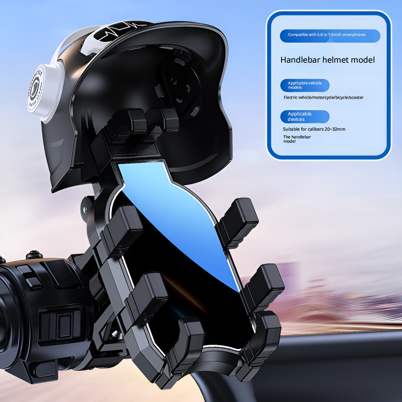 Black handlebar phone holder with little helmet